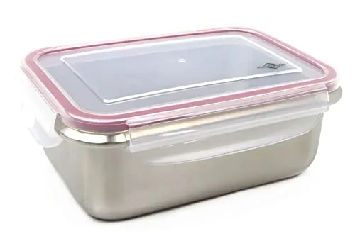 Küchenprofi Edelstahl Lunchbox 16x22x8cm - Vorratsdose aus Edelstahl mit Silikondichtung, ideal für unterwegs oder zur Lebensmittelaufbewahrung. Sicherer Verschluss und geschmacksneutraler, rostfreier Edelstahl.