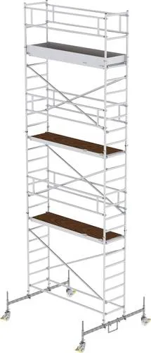 Fahrgerüst 8500mm Arbeitshöhe - Stabil und Mobil - Gerüst mit einer Arbeitshöhe von 8500mm und Plattformgröße 750 x 2450mm, ideal für Bauprojekte und Wartungsarbeiten.