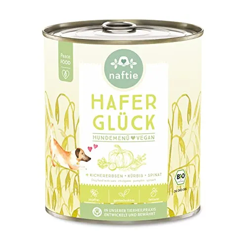 naftie veganes Hundefutter Bio Hafer Glück - Nassfutter Menü mit Kichererbsen - purinarm - Diät-Futter - 800g