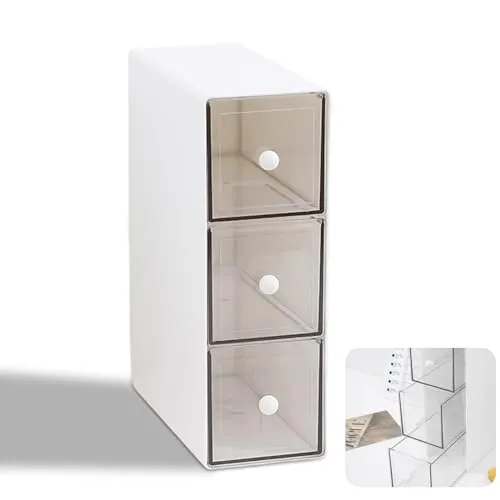 HOMURY Teebox mit 3 Schubladen: Teebeutelboxen aus Kunststoff, Aufbewahrungsbox für Teebeutel, Küchen Organizer für Schminktisch, Teebeutel, Kaffeepads, Zucker(Transparent, 23X17X8CM)