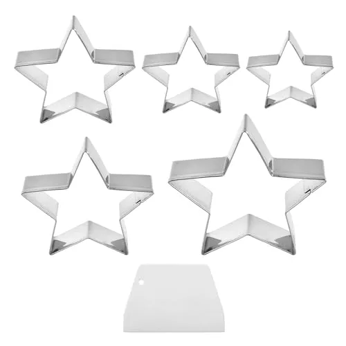 Stück Stern-Ausstechformen Mit 1 Backschaber, Stern-Ausstecher, Stern-Ausstecher Aus Edelstahl, DIY-Backform-Set, Geeignet Für Die Herstellung Von Keksen, Fondant, Kuchen 5