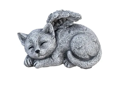 Stone and Style Gartenfigur Hund mit Engelsflügeln grau - Frostfeste Steinfigur als stilvoller Grabschmuck, ideal für den Außenbereich. Maße: 14x10x9 cm, langlebig und wetterbeständig.