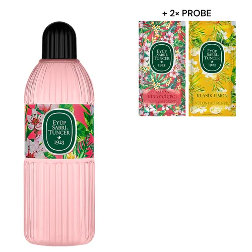 Eyüp Sabri Tuncer Kolonya Kirschblüte 400 ml - Erfrischendes Kölnisch Wasser mit blumigem Kirschblütenduft, ideal für die tägliche Pflege und Erfrischung. Inklusive 2 Proben für zusätzlichen Genuss.