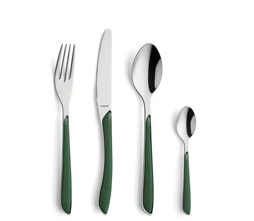 Kuppels Prisma Besteck Set für 6 Personen - 24-teiliges Edelstahl Besteckset mit eleganten Kunststoff-Griffschalen in Tannengrün, rostfrei und spülmaschinenfest – bringt frische Farben auf den Esstisch!