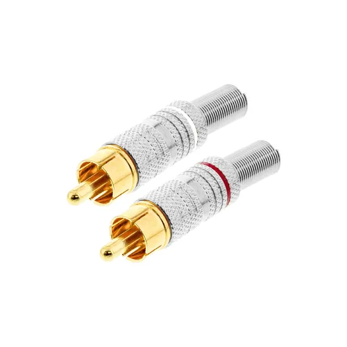 InLine® Cinchstecker Set (2 Stk. RCA Steckern) vergoldete Kontakte Metallgehäuse