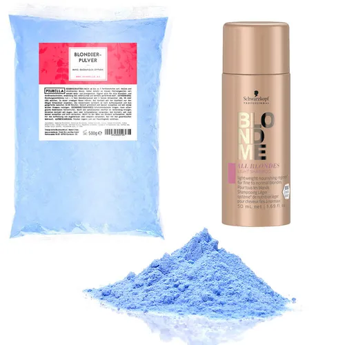 Original Piubella Prof. Blondierpulver 500g + Schwarzkopf Blondme-Shampoo 50ml