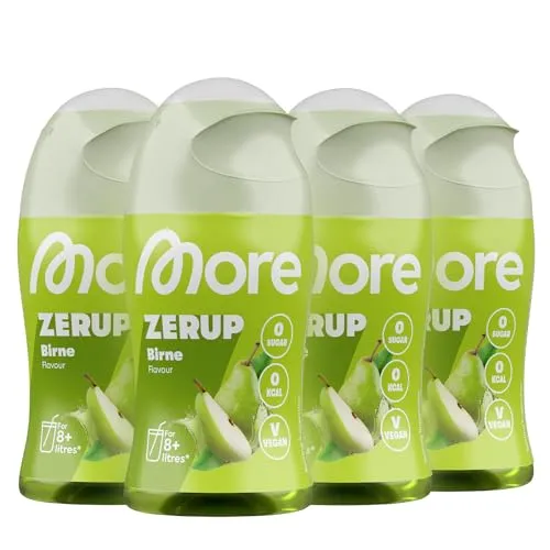 MORE Zerup Zuckerfreier Sirup, 4 x 65 ml - Sirupe, zuckerfreier Sirup mit echten Fruchtextrakten, ideal für kalorienbewusste Genießer und super ergiebig – für bis zu 32 l Fertiggetränk!