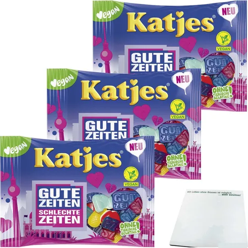 Katjes GZSZ Fruchtgummi vegan 3er Pack 3x175g Packung usy Block