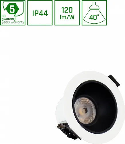 Spectrum LED Orbito Einbaustrahler Ø97mm 10W rund 40° 1200lm weiß IP44 Badezimmerleuchte UGR