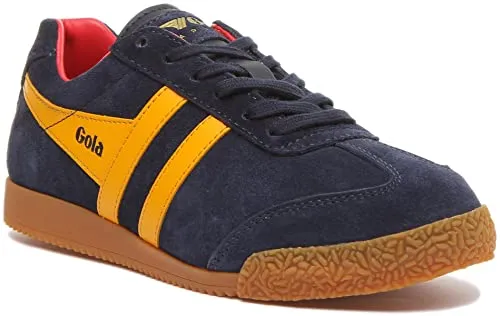 Gola Harrier Sneaker Women navy/sun/red (PY) 3 - Freizeitschuhe & Sneaker für Damen, zeitloser Retro-Stil aus hochwertigem Wildleder, ideal für Freizeit, Alltag und Fitness.