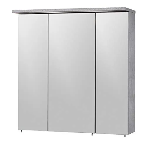 Spiegelschrank Möbelpartner Profil 70,5 x 16 x 72,3 cm steingrau - Eleganter 3-türiger Spiegelschrank in steingrau, ideal zur optimalen Raumnutzung im Badezimmer.