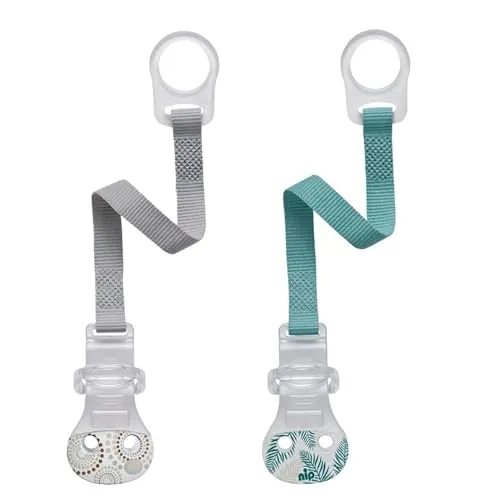 nip Schnullerband mit Ring // 2-er Set Boy // Komfort-Verschluss für alle Schnuller ohne Ring // NEU Befestigungsring aus flexiblem Silikon // made in Germany