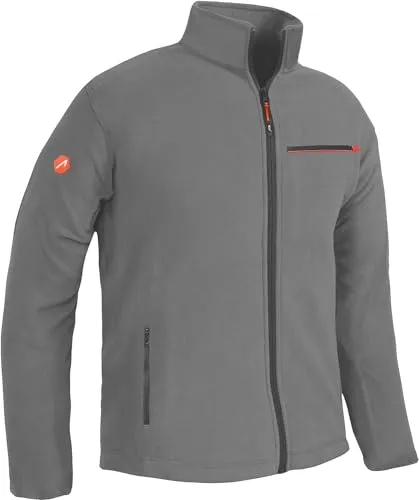 ACE Fleecejacke - warme und leichte Outdoor-Jacke aus Fleece für Herren - mit Reißverschluss und drei Taschen - Grau - XL