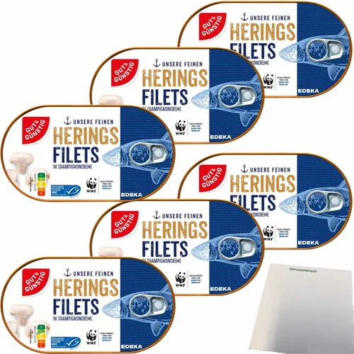 Gut&Günstig Heringsfilets in Champignoncreme mit Stückchen 6x200g Dose usy Block