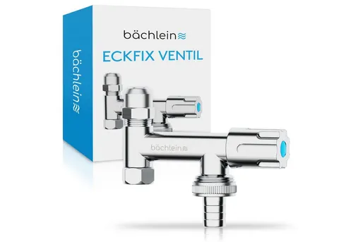 Bächlein Geräteventil Bächlein Gerätezusatzventil Eckfix -Eckventil mit Maschinenanschluss, Erweiterung eines Eckventils