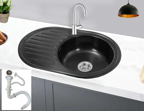 Preero Küchenspüle schwarz Edelstahl 304 - Küchenspüle 77x50cm aus korrosionsbeständigem Edelstahl, mit Schalldämmung und Anti-Kondensbeschichtung für optimale Geräusch- und Feuchtigkeitsschutz.