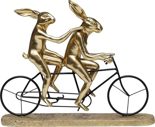 Kare Design Deko Objekt Tandem Rabbits - Goldene Hasenfigur für gute Laune - Sammlerfigur aus Kunststein und Stahl, perfekt als Hochzeitsgeschenk und stilvolle Wohnzimmerdekoration. Die goldenen Hasen bringen Freude und Fruchtbarkeitssymbolik in jeden Raum.