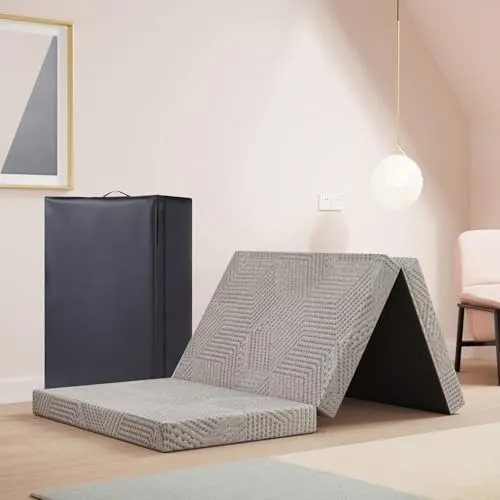 EGOHome Klappmatratze 80x195 cm, Gästematratze Klappbar Höhe 10 cm, Faltbare Matratze Härtegrade H3, Reisematratze, 3-Teilige Gel Visco Schaumstoff Faltmatratze für Reisen, Camping, Boden, Gästebet