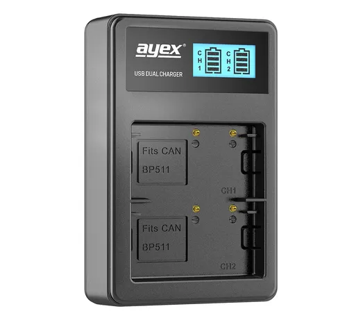 ayex USB Dual Charger Ladegerät für Canon BP-511A Kamera-Akkus