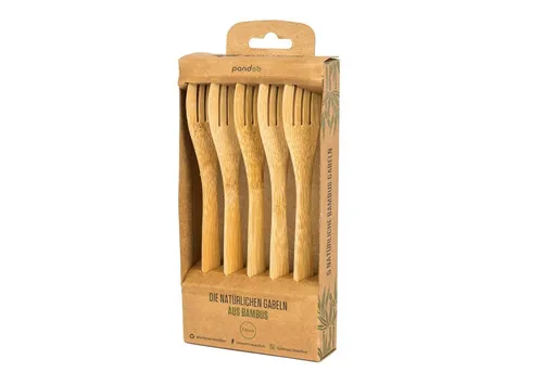 pandoo Besteck-Set Besteck aus 100% natürlichem Bambus, 5er Set (5-tlg), Bambus