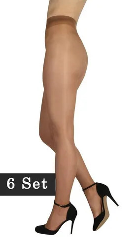 Bananalu 20 Den Seidenglanz Strumpfhosen im 6er Set - Multifibra Strumpfhosen in Bronze, Größe M, ideal für den Freizeitlook. Nahtloses Design und 20 DEN sorgen für einen eleganten Auftritt.