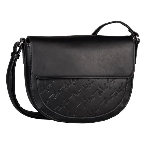 TOM TAILOR Damen TTWENDI Umhängetasche - Stylische Handtasche mit Umschlag und eleganter Logo-Prägung in Schwarz, ideal für modebewusste Damen.