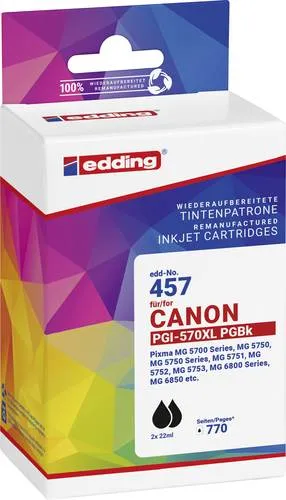 Edding Druckerpatrone ersetzt Canon 2x PGI-570XL Kompatibel 2er-Pack Schwarz EDD-457 18-457-01