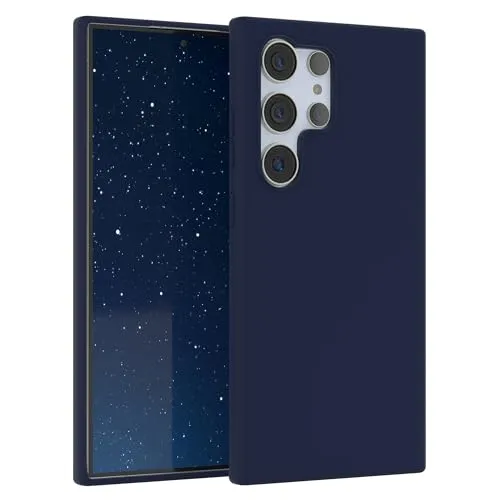 EAZY CASE Premium Silikon Handyhülle kompatibel mit Galaxy S24 Ultra Slimcover mit Kameraschutz und Innenfutter, Silikonhülle, Schutzhülle, Bumper, Handy Case, Hülle, Softcase, Nacht Blau