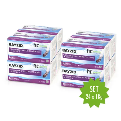 BAYZID Poolpflege 1 kg Flockkartusche für Pools - Effektives Pool Flockungsmittel für Sandfilteranlagen. Einfach zu verwenden - keine aufwendige Dosierung nötig! Eine Kartusche reinigt bis zu 50 m³ Wasser.