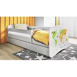 Raumhirsch Furniture Kinderbett mit Schublade, 80x180 cm - Modernes Kinderbett in Weiß mit praktischer Schublade für Stauraum und abnehmbarer Schutzschiene für maximale Sicherheit. Ideal für ein gemütliches Kinderzimmer.