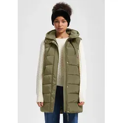 QS Outdoorjacke Outdoor-Weste Wärmend wattierte Steppweste mit Kapuze grün XL (42)