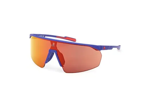 adidas Sport SP0075 Sonnenbrille Damen, Sportliche und Leichte Sonnenbrille, Maskenförmige Linsen, Roviex Spiegelgläser, Mattblau