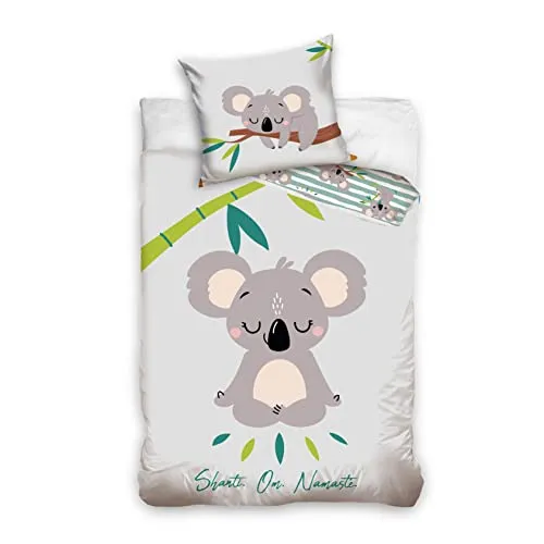 MTOnlinehandel Koala Bettwäsche Set 135x200 - Bettwaren-Set für Kinder, aus 100% Baumwolle in Renforcé-Qualität, ideal für kleine und große Koala-Liebhaber – mit Wende-Motiv für viel Abwechslung!