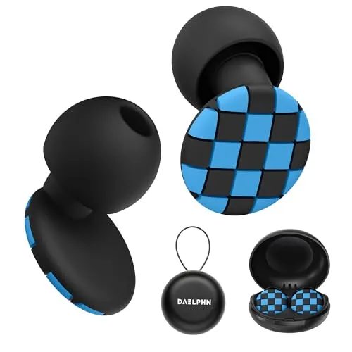 Daelphn Ohrstöpsel zum Schlafen – SNR 23dB Lärmreduzierung – Wiederverwendbar & Komfortabel – Silikon Ohrstöpsel für Reisen, Arbeit, Konzentration (Schwarz-Blau)