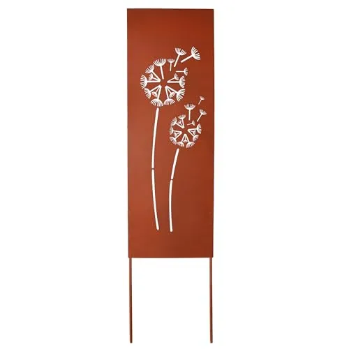 UNUS Gartenstecker Pusteblumen, Gartenschild aus Metall in Rostoptik, wetterfest, dekorativ für Garten, Beet & Balkon