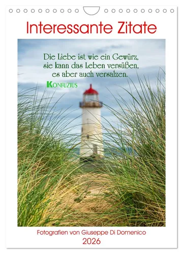 Interessante Zitate Wandkalender 2026, CALVENDO - Kalender für 2026 mit 12 stimmungsvollen Landschaftsfotos und tiefgründigen Zitaten. Hochwertige Verarbeitung (Made in Germany) und perfekte Geschenkidee für jeden Anlass.