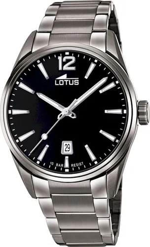 Lotus Herren Armbanduhr Edelstahlband 18684/3 - Grau/Schwarz - Herrenuhren mit leuchtenden Zeigern und 10 ATM wasserdicht, ideal für sportliche Aktivitäten und den Alltag.