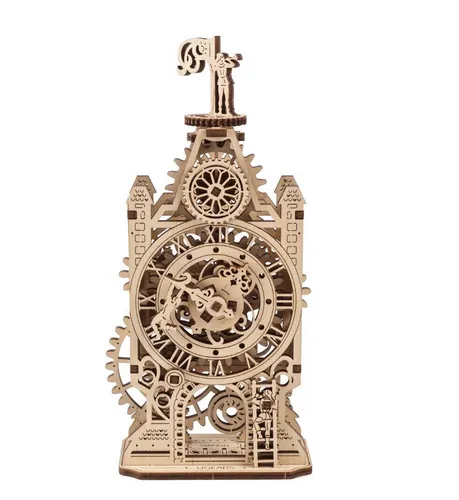 UGEARS Old Clock Tower 3D-Holzpuzzle - Mechanischer Holzmodellbausatz, faszinierendes DIY-Erlebnis mit beweglichen Teilen und dekorativem Charme für Ihr Zuhause