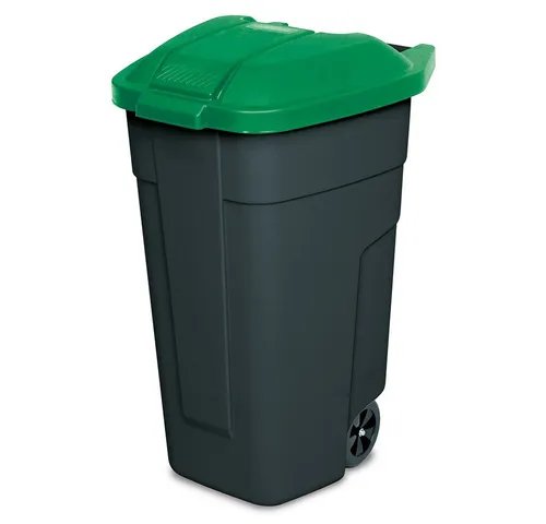 BRB Wertstoffsammler 100 Liter, anthrazit mit grünem Deckel - Praktischer 100 Liter Wertstoffsammler mit abnehmbarem Deckel für einfache Mülltrennung. Ideal für Innen- und Außenbereiche, fahrbar und platzsparend.