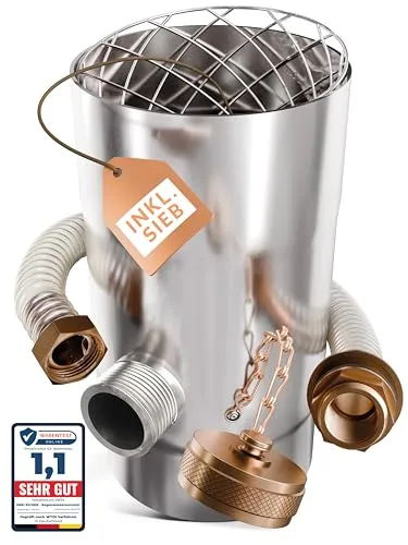 Regenwassersammler Edelstahl 100mm | 0,5m Schlauch & Sieb