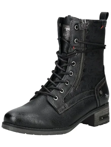 Mustang Damen Stiefelette 15M0062002, Black, 40 EU - Wanderschuhe mit geblümt Muster, modern und robust – perfekt für stilvolle Outdoor-Abenteuer.