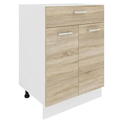 VCM Küchenschrank Esilo | Praktischer Unterschrank mit Schublade - Küchenunterschrank mit verstellbaren Füßen, zwei Drehtüren und einer Schublade. Maße: H. 82 x B. 60 x T. 46 cm, ideal für optimale Stauraumnutzung in Ihrer Küche.