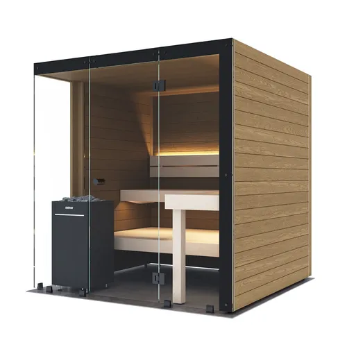 Harvia Block Left Large Saunakabine aus Thermo-Erle 198x200x210cm - Hochwertige Design-Sauna von Harvia, ideal für entspannende Wellnessmomente, gefertigt aus robustem Thermo-Erle für langanhaltende Freude.
