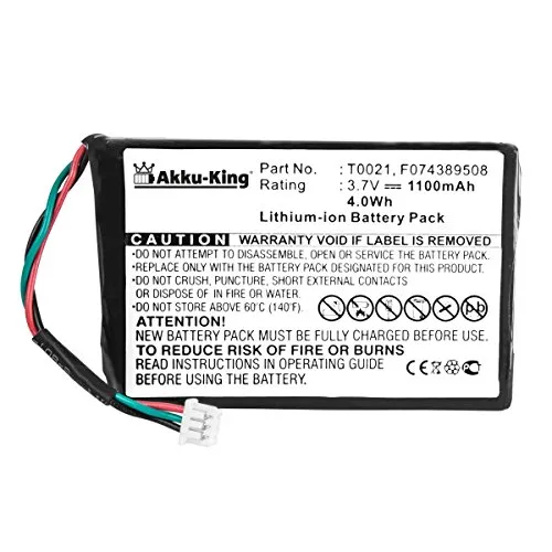 Akku-King Akku kompatibel mit Magellan Roadmate 1200, 1210, 1212, 1230, Navigon 2110 - ersetzt T0021, F074389508, 384.00015.005 - Li-Ion 1100mAh