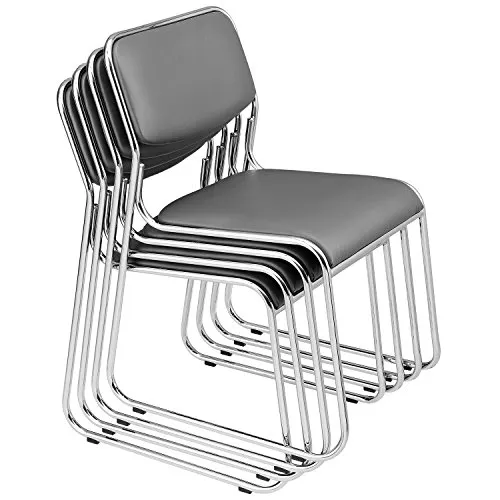 pro.tec Bürostuhl 4er Set Konferenzstuhl Grau - Ergonomische Schreibtischstühle im 4er Set, stapelbar und mit hochwertigem Kunstlederbezug für höchsten Komfort und stilvolles Design.