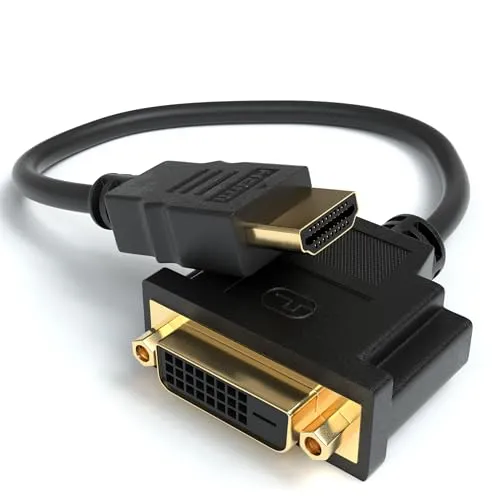 JAMEGA – HDMI Auf DVI Adapter | HDMI Stecker Zu DVI Buchse 24+1 Kabel Konverter | 4K High Speed HDTV Bis Zu 1080P Full HD Vergoldete Kontakte Für TV, Beamer, PC UVM.