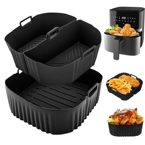 Airfryer Silikonform Set für Heißluftfritteuse, 3 Stück 2 x 3.1L + 1 x 6.2L