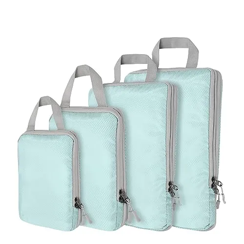 Ultraleichte Kompressions-Packwürfel für Handgepäck – 4er-Set in Seeblau