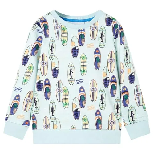 vidaXL Kinder Sweatshirt Pullover Pulli Langarm Rundhalsausschnitt Hellblau Melange 140