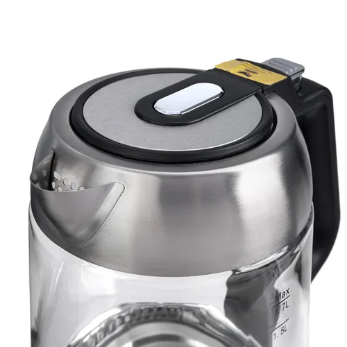 Wasserkocher 1,7L, 2200W, Edelstahl mit LED-Beleuchtung - Hochleistungs-Wasserkocher mit 1,7L Fassungsvermögen und 2200W für schnelles Erhitzen. BPA-frei, mit automatischer Abschaltung und stilvollem LED-Design - ideal für Familie und Büro.